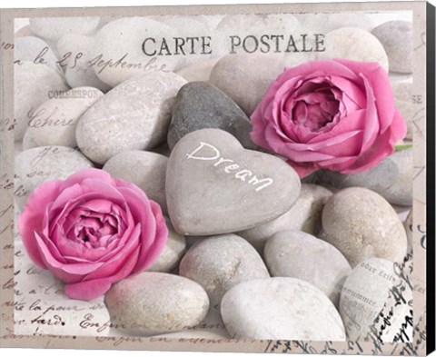 Framed Carte Postale - Two Roses Print