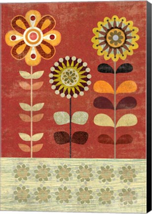 Framed Sage and Orange Floral II Print