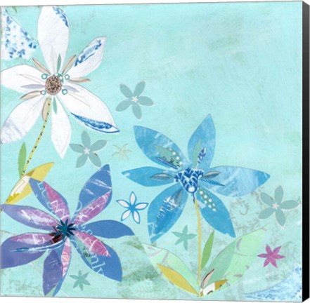 Framed Blue and White Florals Print