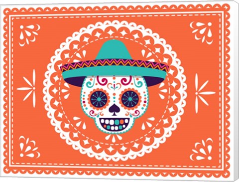 Framed Calavera Orange Print