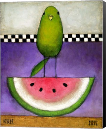 Framed Watermelon Bird Print