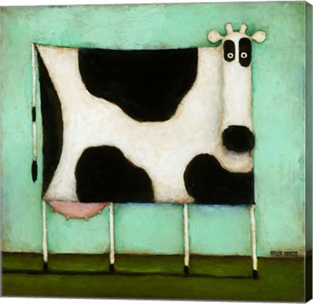 Framed Turquoise Cow Print