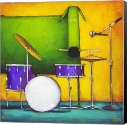 Framed Drum Dog Print