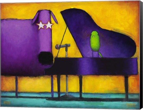 Framed Piano Glam Dog Print