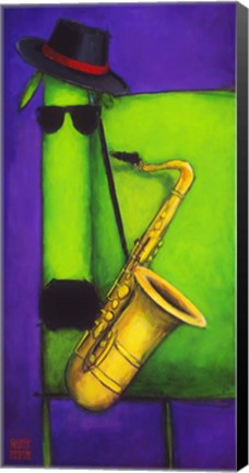 Framed Sax Dog Print