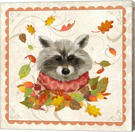 Framed Fall Raccoon Print