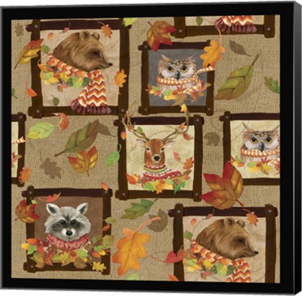 Framed Fall Critters Collage 2 Print