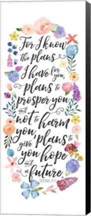 Framed Floral Bible Verse Panel I Print