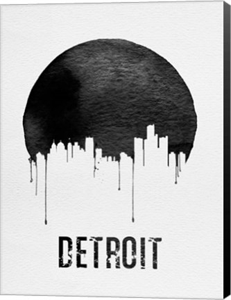 Framed Detroit Skyline White Print