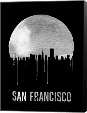 Framed San Francisco Skyline Black Print