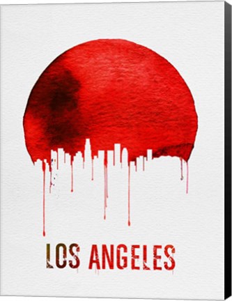 Framed Los Angeles Skyline Red Print