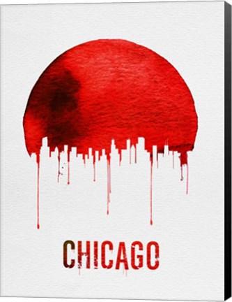 Framed Chicago Skyline Red Print