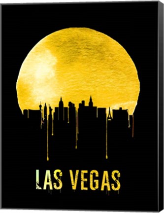 Framed Las Vegas Skyline Yellow Print