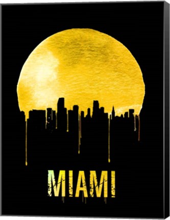 Framed Miami Skyline Yellow Print