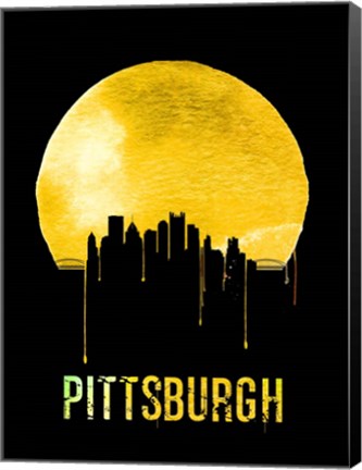 Framed Pittsburgh Skyline Yellow Print