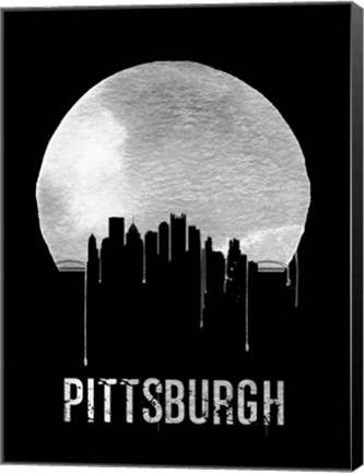 Framed Pittsburgh Skyline Black Print