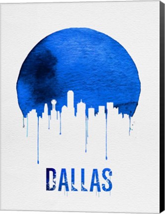 Framed Dallas Skyline Blue Print