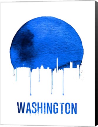 Framed Washington Skyline Blue Print