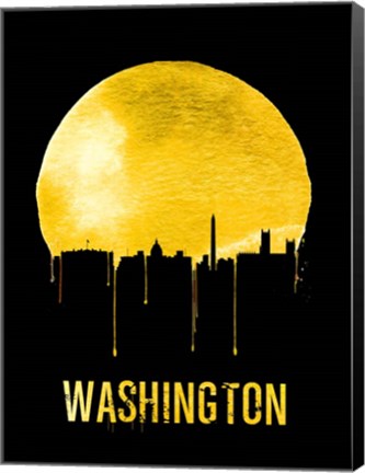 Framed Washington Skyline Yellow Print