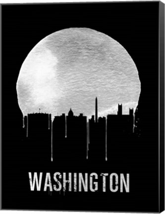 Framed Washington Skyline Black Print