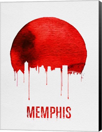 Framed Memphis Skyline Red Print