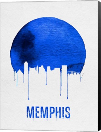 Framed Memphis Skyline Blue Print
