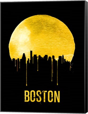 Framed Boston Skyline Yellow Print