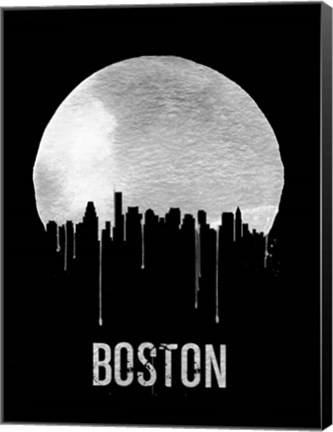 Framed Boston Skyline Black Print