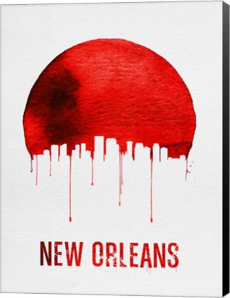 Framed New Orleans Skyline Red Print