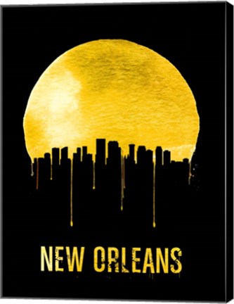 Framed New Orleans Skyline Yellow Print