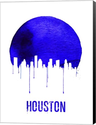 Framed Houston Skyline Blue Print