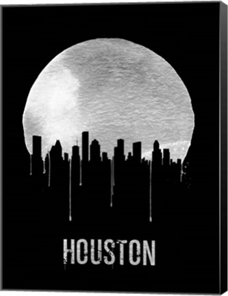 Framed Houston Skyline Black Print