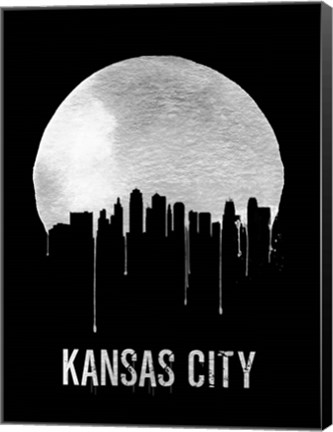 Framed Kansas City Skyline Black Print