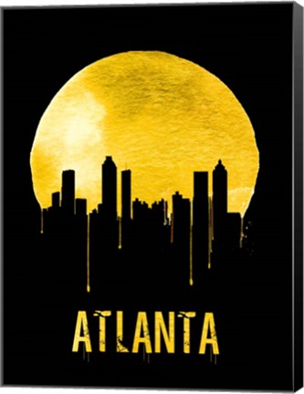 Framed Atlanta Skyline Yellow Print