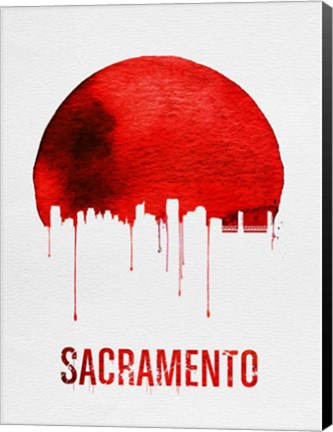 Framed Sacramento Skyline Red Print