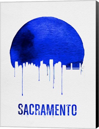 Framed Sacramento Skyline Blue Print