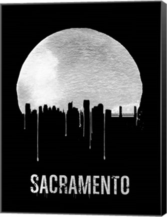 Framed Sacramento Skyline Black Print