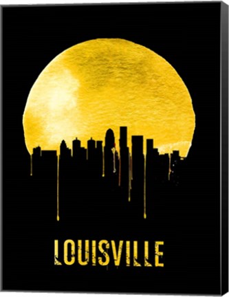 Framed Louisville Skyline Yellow Print