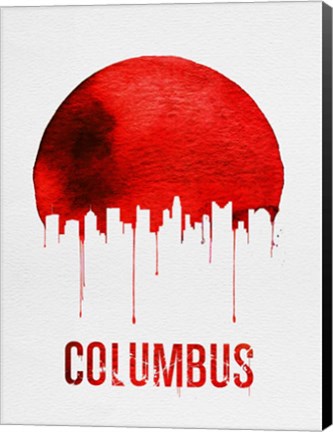 Framed Columbus Skyline Red Print