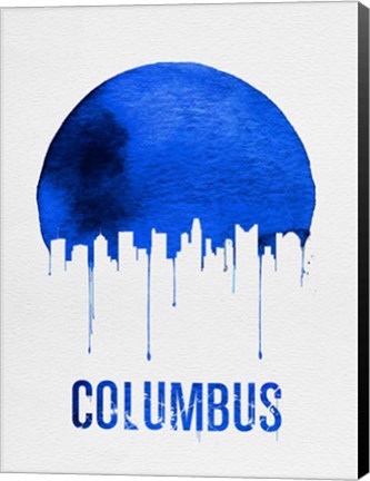 Framed Columbus Skyline Blue Print