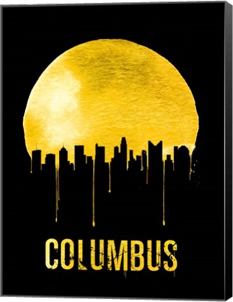 Framed Columbus Skyline Yellow Print