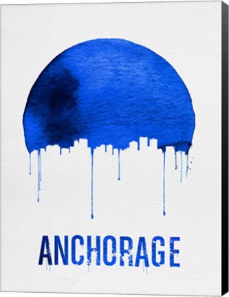 Framed Anchorage Skyline Blue Print