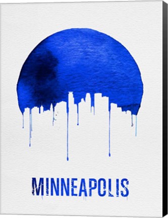 Framed Minneapolis Skyline Blue Print
