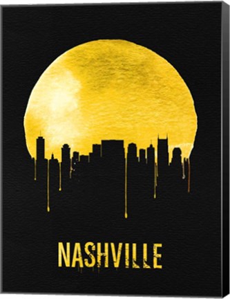 Framed Nashville Skyline Yellow Print