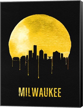 Framed Milwaukee Skyline Yellow Print