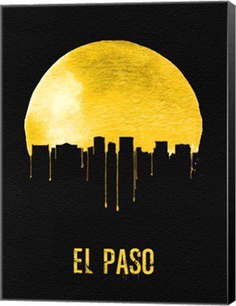 Framed El Paso Skyline Yellow Print