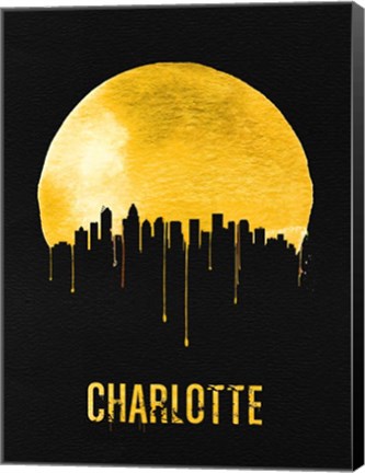 Framed Charlotte Skyline Yellow Print