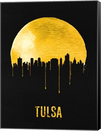 Framed Tulsa Skyline Yellow Print