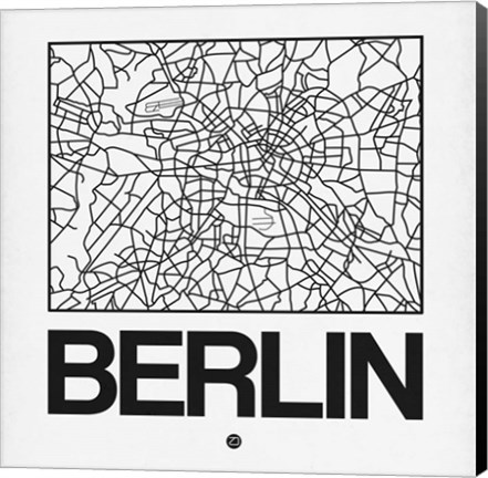 Framed White Map of Berlin Print