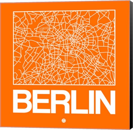 Framed Orange Map of Berlin Print